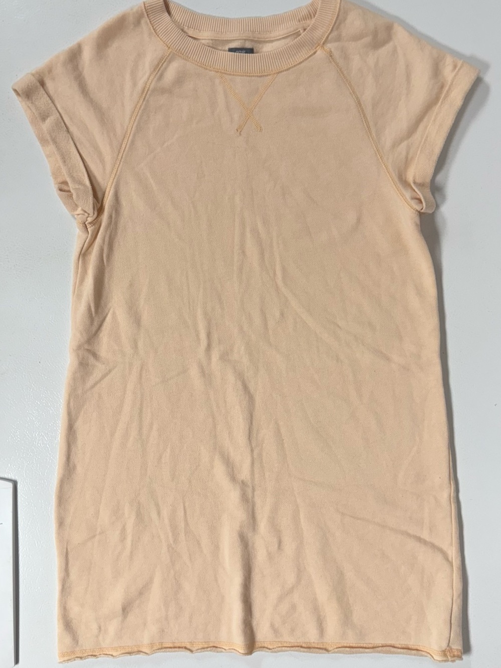 Aerie Sweatshirt Dress Short Sleeve Pullover Fleece Cream Casual Comfort Women S